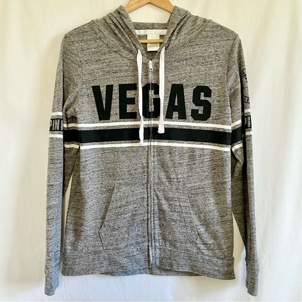 PINK Victoria’s Secret | Vegas Full Zip Lightweight Graphic Hoodie Heather Gray